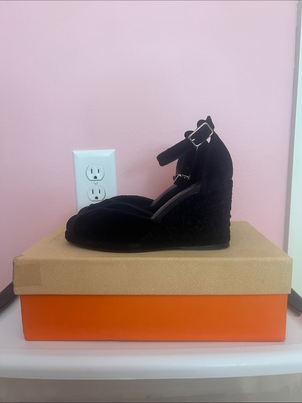 Castaner Casilda velvet and satin black espadrilles size 5 Us